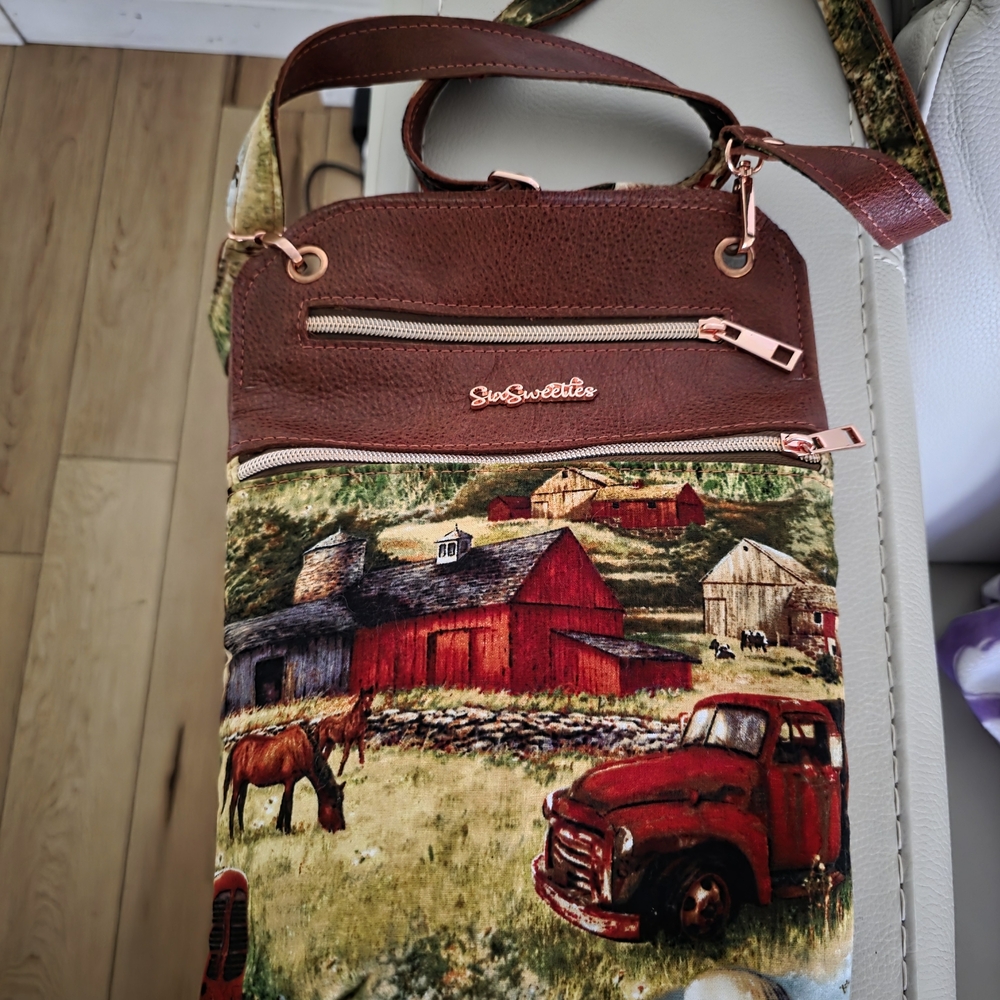 Brown and Multicolor Crossbody Bag